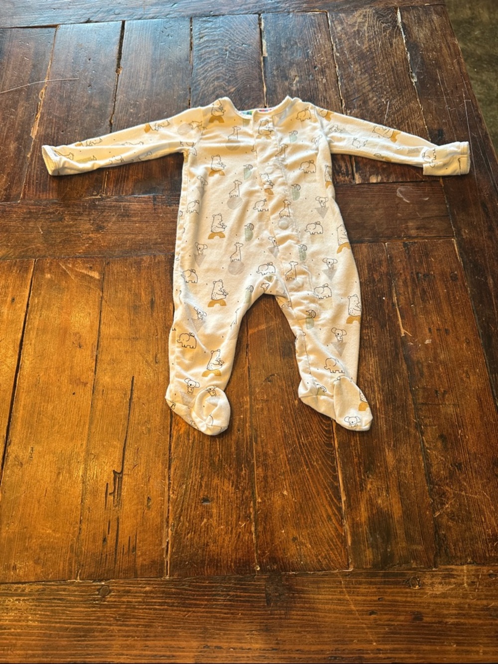 Magnetic Me Neutral Animal-Print Footed One-Piece Pajamas-0-3Months
